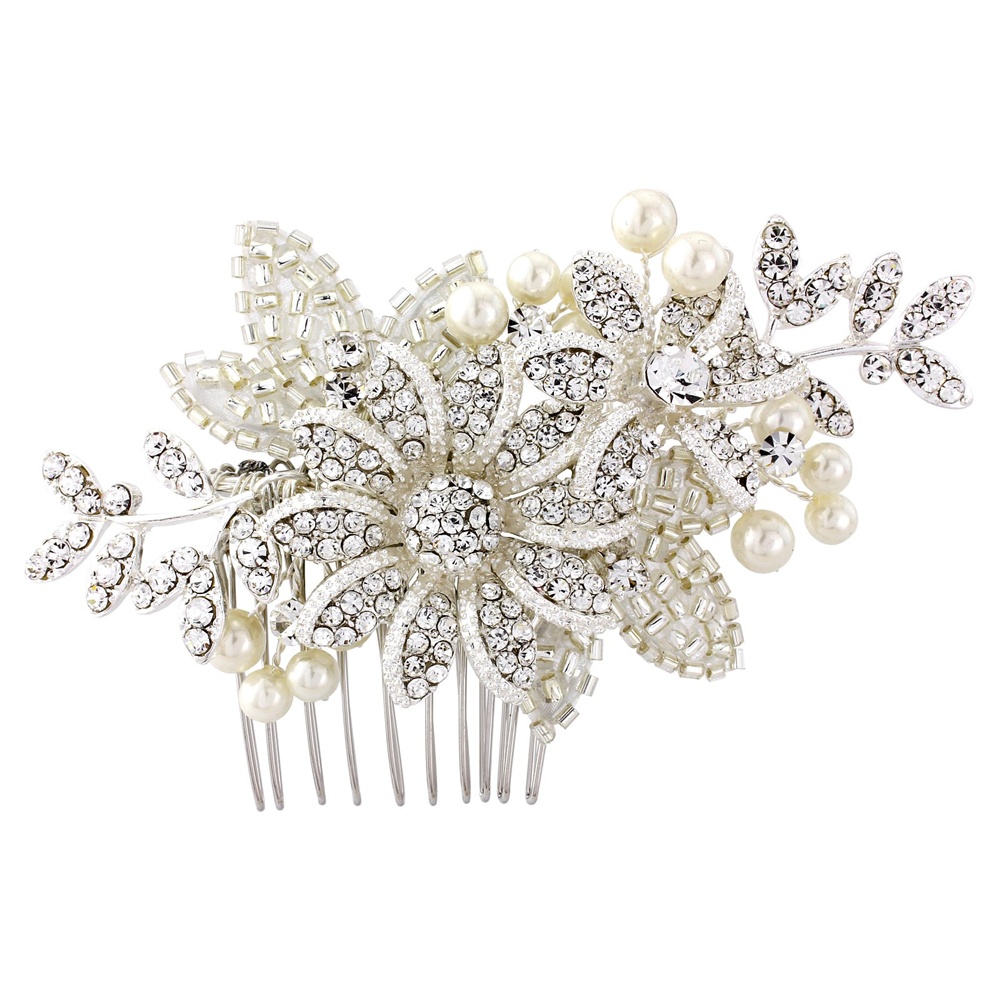 Esme Pearl Bridal Comb - Crystal Bridal Accessories