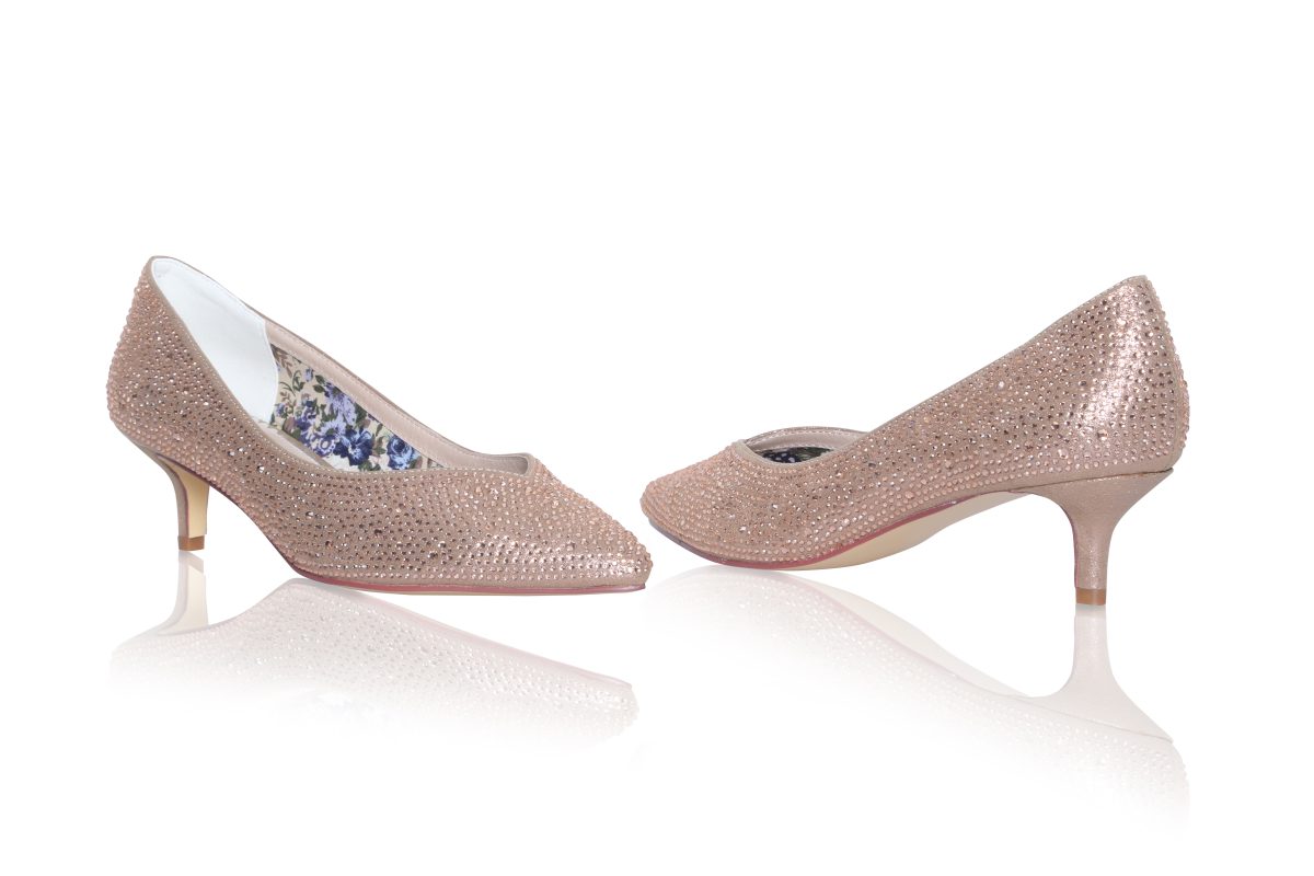 Perfect Bridal Stella Shoes - Crystal Encrusted Gold Satin