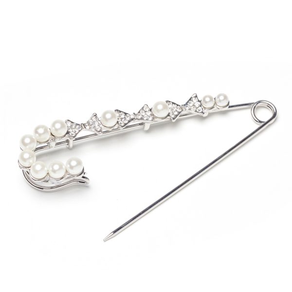 Poirier Strass Stone and Pearl Train Pin