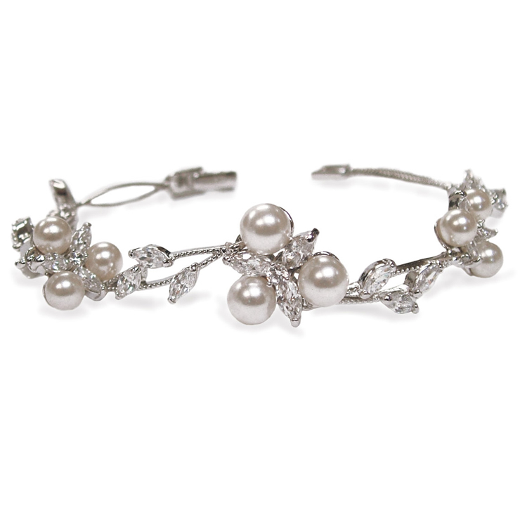 Ivory and Co Waterlily Cubic Zirconia and Pearl Bracelet