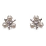 Ivory and Co Waterlily Cubic Zirconia and Pearl Earrings