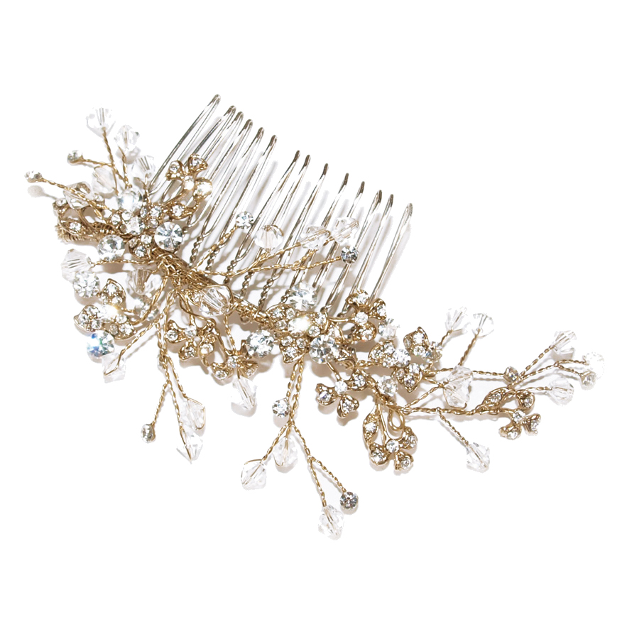 Ivory and Co Medium Gold Crystal Comb