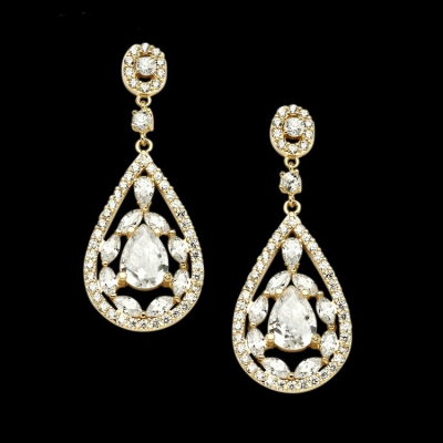 CZ Collection Silver Screen Earrings - Gold