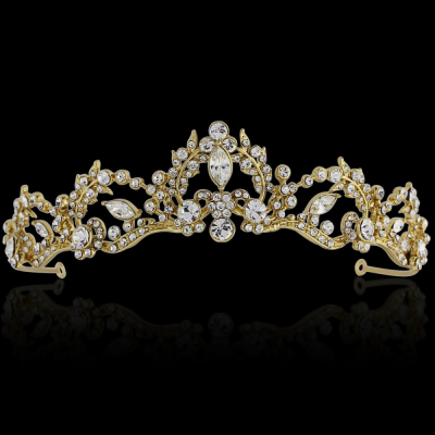 Sass B Lavina Tiara Crystal Embellished -Gold