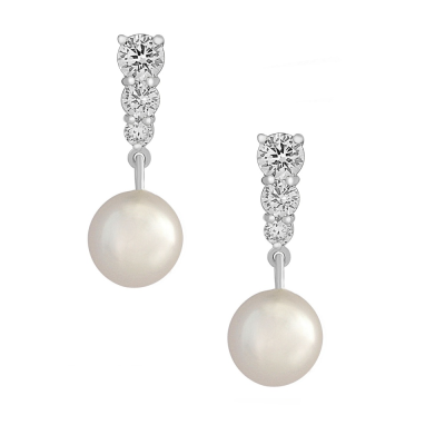 CZ Collection Classic Pearl Earrings
