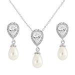 CZ Collection Elegance Pearl Necklace Set - A