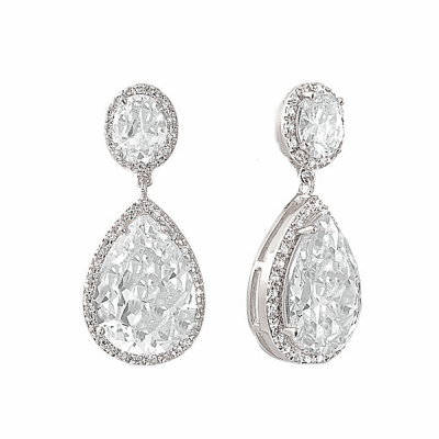 CZ Collection Sheer Elegance Earrings - Silver