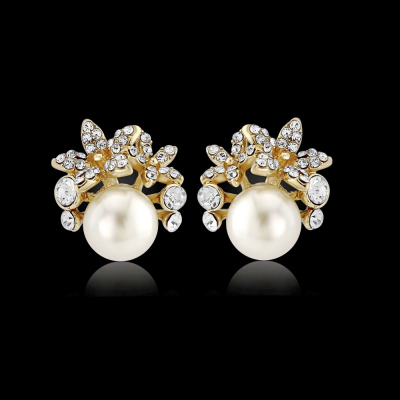 Chic Faux Pearl Earrings - Gold
