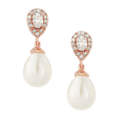 CZ Collection Precious Shimmer Earrings - Rose Gold