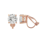 CZ Collection 8mm Solitaire Clip on Earrings - Rose Gold