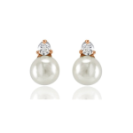 CZ Collection Dainty Pearl Earrings - Rose Gold