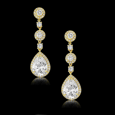 CZ Collection Eternally Crystal Earrings - Gold