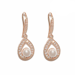 CZ Precious Pearl Earrings - Rose Gold