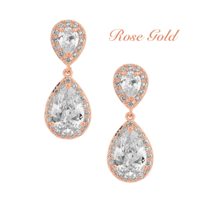 CZ Collection Chic Crystal Earrings - Rose Gold
