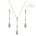 CZ Collection Dainty Sparkle Necklace Set - Rose Gold