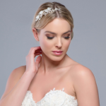 Freya Fabric Rose Wedding Comb - Gold