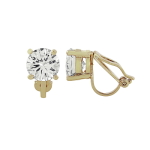 CZ Collection 8mm Solitaire Clip on Earrings - Gold