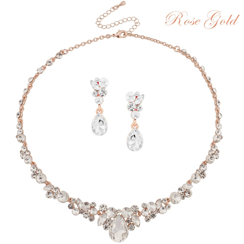 Athena Collection - Crystal Enchantment Necklace Set - Rose Gold 1