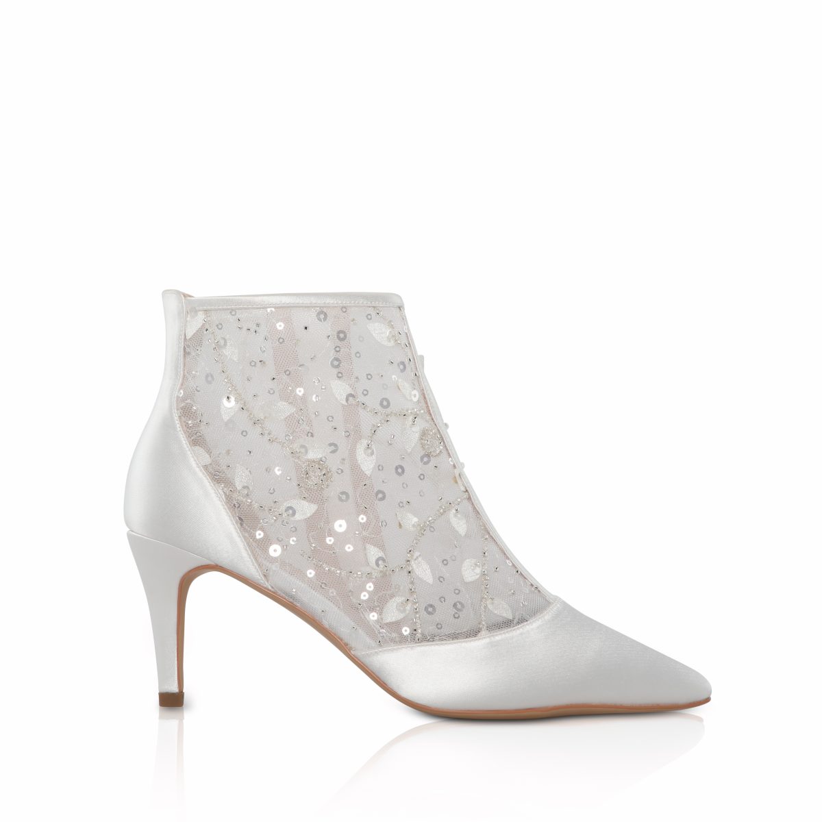 Perfect Bridal Imogen Boots - Ivory Satin /Sequin Mesh 1