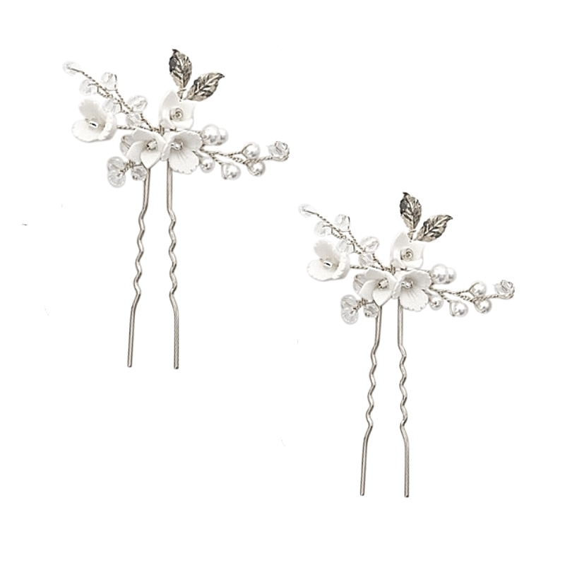 Athena Collection - Vintage Charm Hair Pins - Silver 1