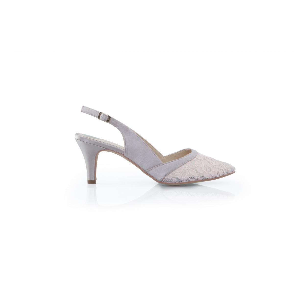 Perfect Bridal Vera Shoes - Taupe Satin/Lace 1