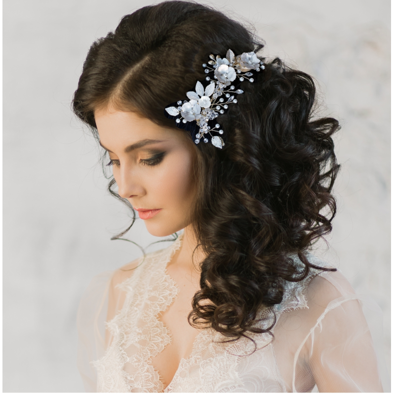 Athena Collection - Luxe Floral Hair Clip -Silver * 2